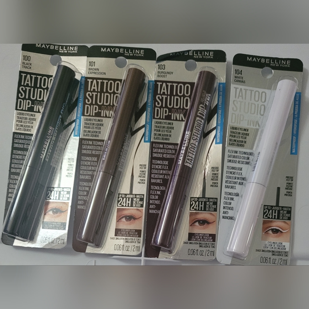 Maybelline Tattoo Studio Dip-Ink Eyeliner Black, Brown, Burgundy, White